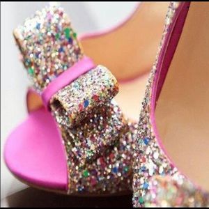 Kate spade glitter bow heels